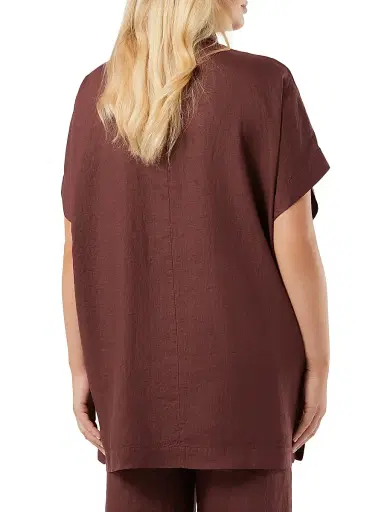Marina Rinaldi Women's Linen Canvas Tunic - Bordeaux - Size XL | Thumbnail 4 Marina Rinaldi Women's Linen Canvas Tunic - Bordeaux - Size XL | Thumbnail 4