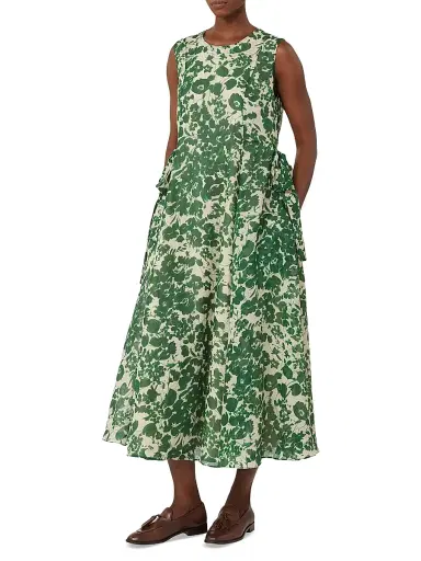 Max Mara Women's Printed Ramie Canvas Dress - Pink | Thumbnail 8