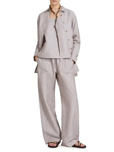 MM Max Mara Women's Flared Cotton and Linen Canvas Top - Beige - Size 16 | Thumbnail 2 MM Max Mara Women's Flared Cotton and Linen Canvas Top - Beige - Size 16 | Thumbnail 2