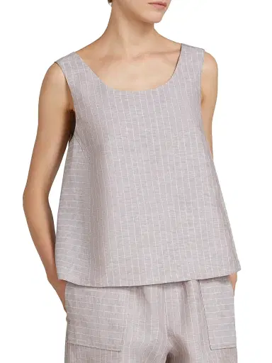 MM Max Mara Women's Flared Cotton and Linen Canvas Top - Beige - Size 16 | Thumbnail 3 MM Max Mara Women's Flared Cotton and Linen Canvas Top - Beige - Size 16 | Thumbnail 3