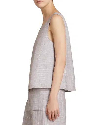 MM Max Mara Women's Flared Cotton and Linen Canvas Top - Beige - Size 16 | Thumbnail 4 MM Max Mara Women's Flared Cotton and Linen Canvas Top - Beige - Size 16 | Thumbnail 4