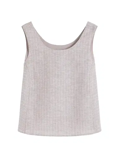 MM Max Mara Women's Flared Cotton and Linen Canvas Top - Beige - Size 16 | Thumbnail 1 MM Max Mara Women's Flared Cotton and Linen Canvas Top - Beige - Size 16 | Thumbnail 1