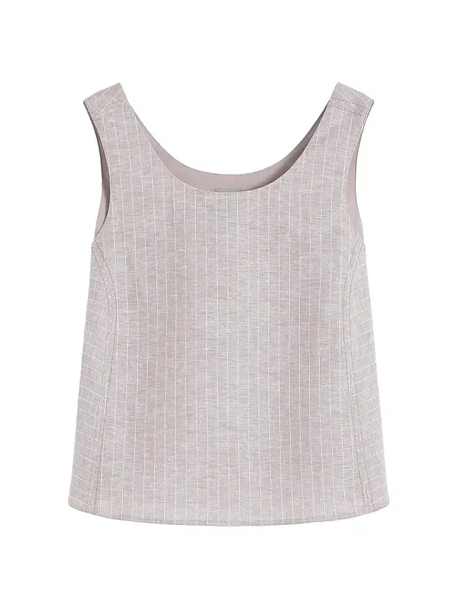 MM Max Mara Women's Flared Cotton and Linen Canvas Top - Beige