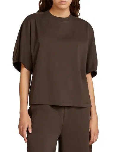 MM Max Mara Women's Jersey and Cotton Poplin T-Shirt - Dark Brown - Size Medium | Thumbnail 2