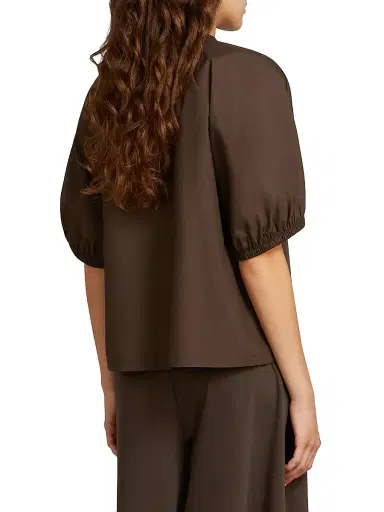 MM Max Mara Women's Jersey and Cotton Poplin T-Shirt - Dark Brown - Size Medium | Thumbnail 3