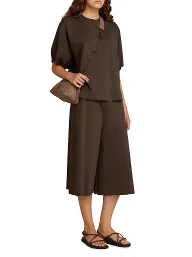 MM Max Mara Women's Jersey and Cotton Poplin T-Shirt - Dark Brown - Size Medium | Thumbnail 4