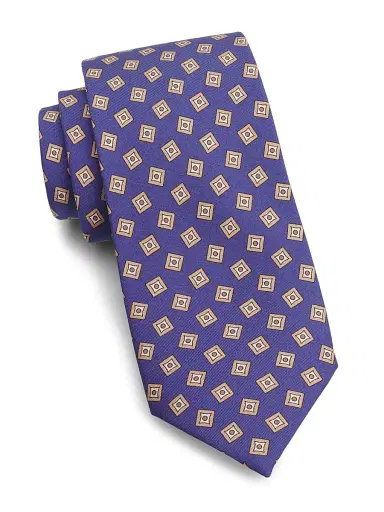 Isaia Men's Concentric Grid Silk Tie | Thumbnail 1 Isaia Men's Concentric Grid Silk Tie | Thumbnail 1