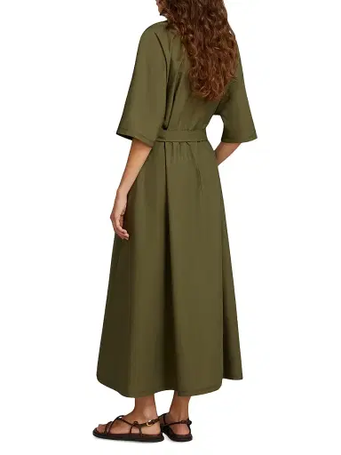 MM Max Mara Women's Jersey and Cotton Poplin Polo Dress - Moss Green - Size Large | Thumbnail 4
