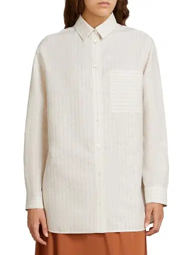 MM Max Mara Women's Mannish Linen and Cotton Shirt - Milk - Size 16 | Thumbnail 3