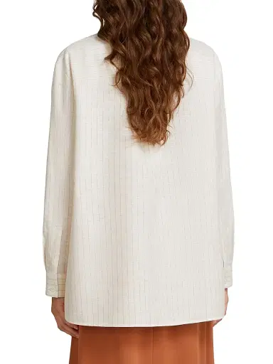 MM Max Mara Women's Mannish Linen and Cotton Shirt - Milk - Size 16 | Thumbnail 4