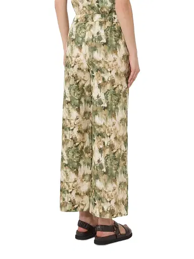 MM Max Mara Women's Wide Fit Printed Cotton Trousers - Moss Green - Size 16 | Thumbnail 4