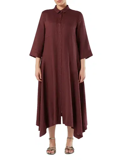 Marina Rinaldi Women's Linen Plain Weave Shirt Dress - Bordeaux - Size 16 | Thumbnail 2 Marina Rinaldi Women's Linen Plain Weave Shirt Dress - Bordeaux - Size 16 | Thumbnail 2