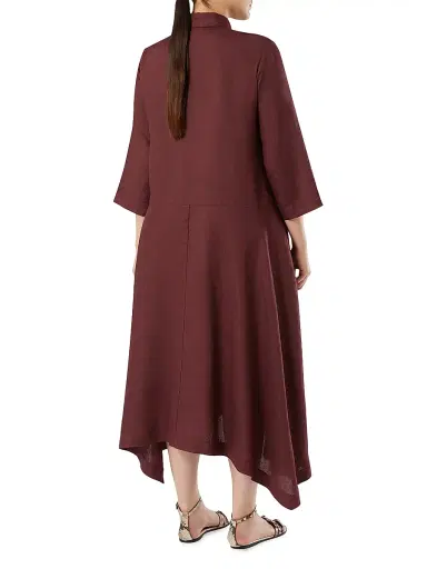 Marina Rinaldi Women's Linen Plain Weave Shirt Dress - Bordeaux - Size 16 | Thumbnail 3 Marina Rinaldi Women's Linen Plain Weave Shirt Dress - Bordeaux - Size 16 | Thumbnail 3
