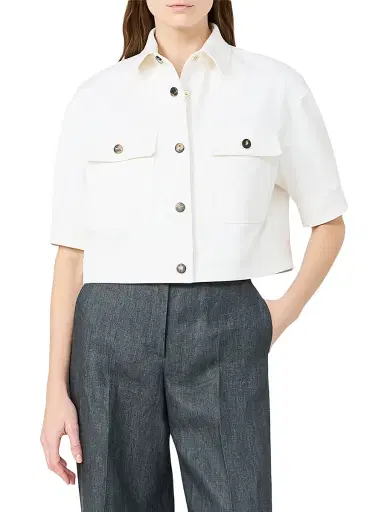 Max Mara Women's Stretch Cotton Cropped Jacket - Optical White - Size 8 | Thumbnail 2 Max Mara Women's Stretch Cotton Cropped Jacket - Optical White - Size 8 | Thumbnail 2