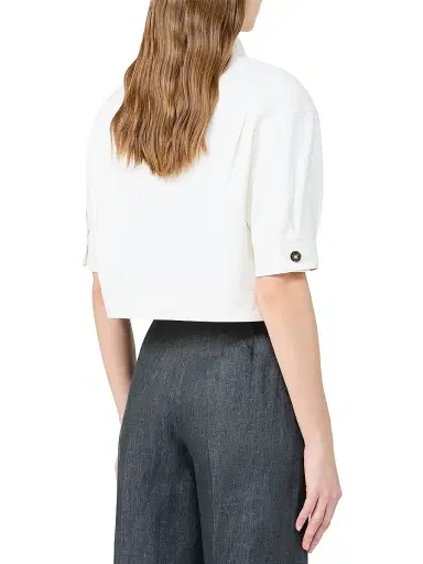 Max Mara Women's Stretch Cotton Cropped Jacket - Optical White - Size 8 | Thumbnail 3 Max Mara Women's Stretch Cotton Cropped Jacket - Optical White - Size 8 | Thumbnail 3