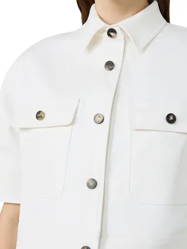 Max Mara Women's Stretch Cotton Cropped Jacket - Optical White - Size 8 | Thumbnail 4 Max Mara Women's Stretch Cotton Cropped Jacket - Optical White - Size 8 | Thumbnail 4