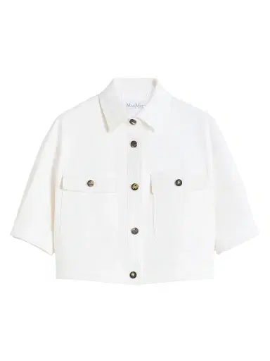 Max Mara Women's Stretch Cotton Cropped Jacket - Optical White - Size 8 | Thumbnail 1 Max Mara Women's Stretch Cotton Cropped Jacket - Optical White - Size 8 | Thumbnail 1