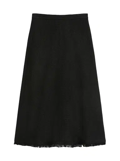 Max Mara Women's Cotton and Linen Basketweave Skirt - Black - Size 8 | Thumbnail 1