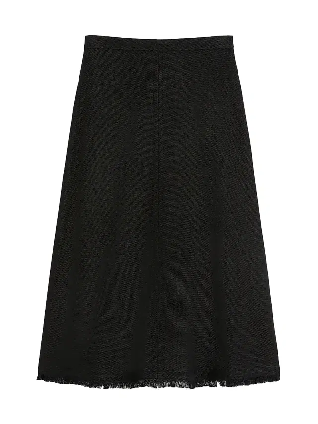 Women's Cotton and Linen Basketweave Skirt - Black