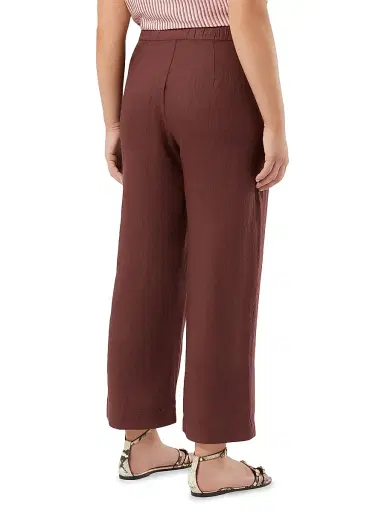 Marina Rinaldi Women's Linen Canvas Trousers - Bordeaux - Size 14 | Thumbnail 4