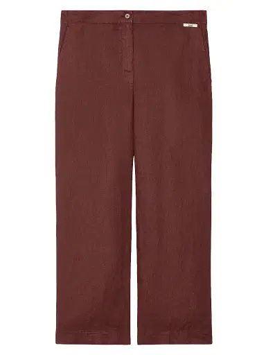 Marina Rinaldi Women's Linen Canvas Trousers - Bordeaux - Size 14 | Thumbnail 1