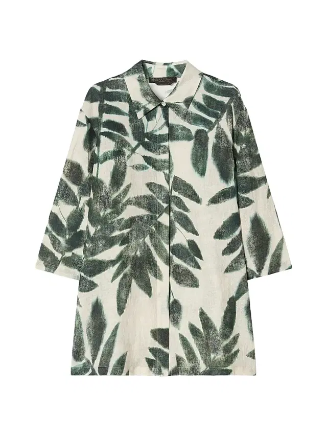 Women's Linen Canvas Tunic - Olive Green
