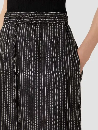 Max Mara Women's Wide Fit Printed Silk Trousers - Black White - Size 12 | Thumbnail 5