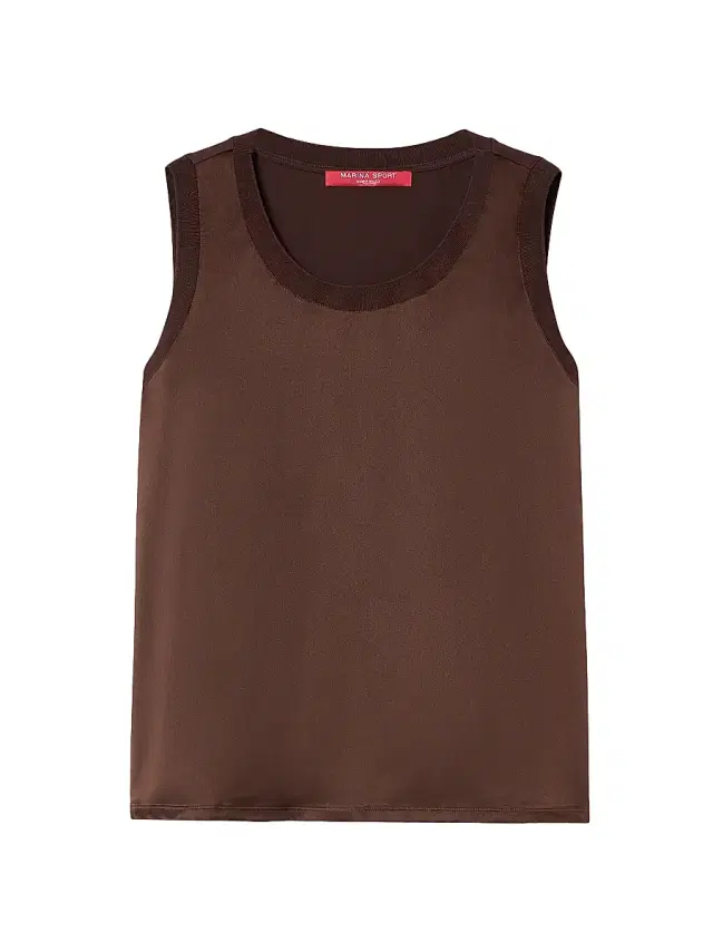 Marina Rinaldi Women's Jersey and Satin Top - Chocolate