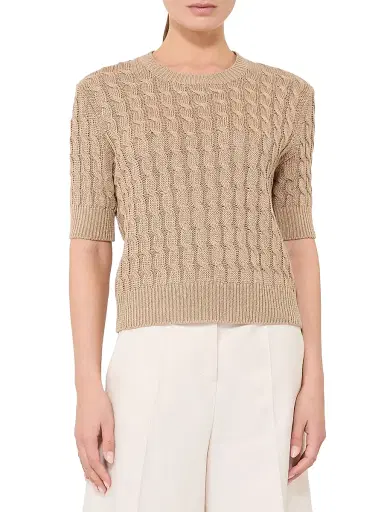 Max Mara Women's Cable Knit Linen Sweater | Thumbnail 3 Max Mara Women's Cable Knit Linen Sweater | Thumbnail 3