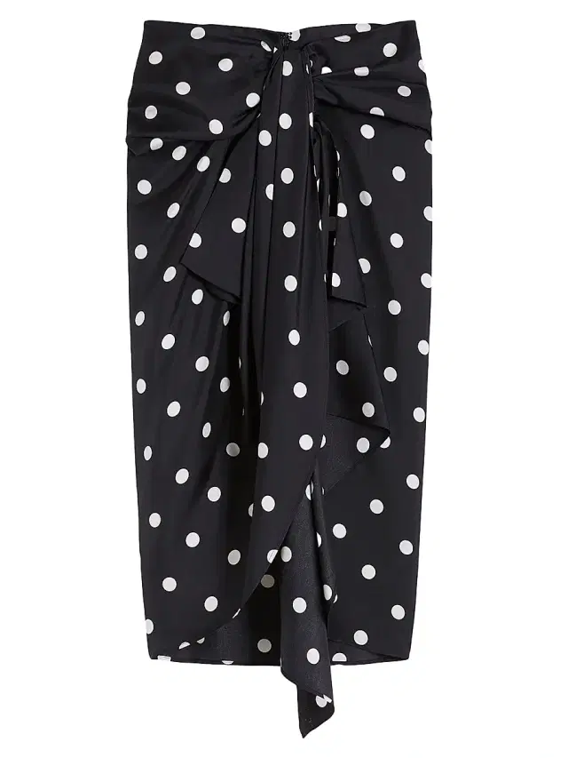 Women's Silk Twill Knot Skirt - Black