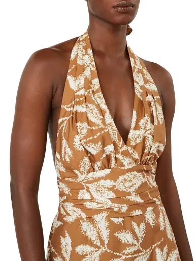 Max Mara Women's Long Dress in Printed Poplin - Caramel - Size 16 | Thumbnail 6 Max Mara Women's Long Dress in Printed Poplin - Caramel - Size 16 | Thumbnail 6