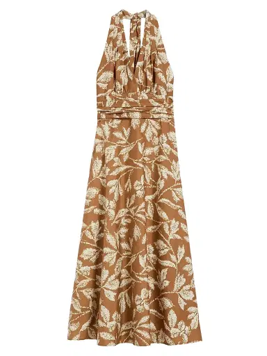 Max Mara Women's Long Dress in Printed Poplin - Caramel - Size 16 | Thumbnail 1 Max Mara Women's Long Dress in Printed Poplin - Caramel - Size 16 | Thumbnail 1