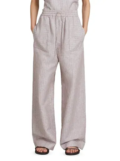 MM Max Mara Women's Striped Cotton and Linen Trousers - Beige - Size 16 | Thumbnail 3 MM Max Mara Women's Striped Cotton and Linen Trousers - Beige - Size 16 | Thumbnail 3