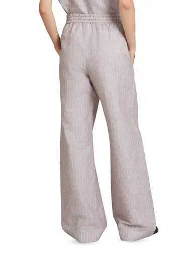 MM Max Mara Women's Striped Cotton and Linen Trousers - Beige - Size 16 | Thumbnail 5 MM Max Mara Women's Striped Cotton and Linen Trousers - Beige - Size 16 | Thumbnail 5