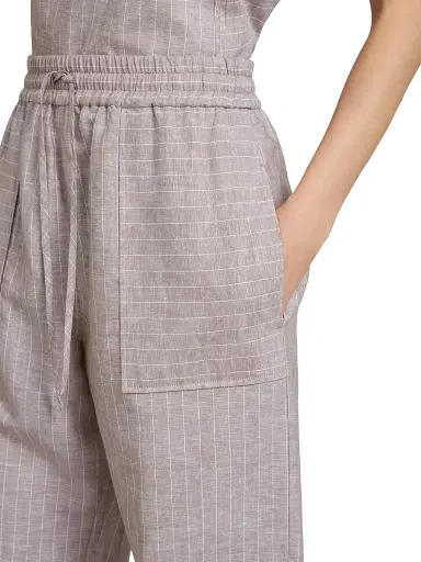 MM Max Mara Women's Striped Cotton and Linen Trousers - Beige - Size 16 | Thumbnail 6 MM Max Mara Women's Striped Cotton and Linen Trousers - Beige - Size 16 | Thumbnail 6