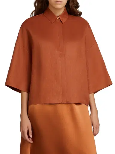 MM Max Mara Women's Linen Canvas Boxy Shirt | Thumbnail 2 MM Max Mara Women's Linen Canvas Boxy Shirt | Thumbnail 2