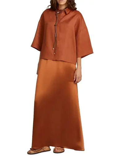MM Max Mara Women's Linen Canvas Boxy Shirt | Thumbnail 4 MM Max Mara Women's Linen Canvas Boxy Shirt | Thumbnail 4