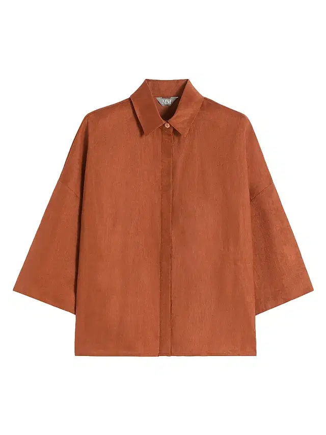 Women's Linen Canvas Boxy Shirt - Rust