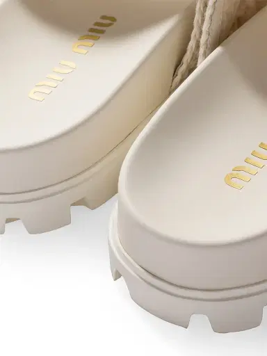 Miu Miu Women's Crochet Sandals - Beige Khaki - Size 10.5 | Thumbnail 3
