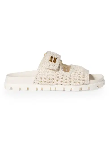 Miu Miu Women's Crochet Sandals - Beige Khaki - Size 10.5 | Thumbnail 1