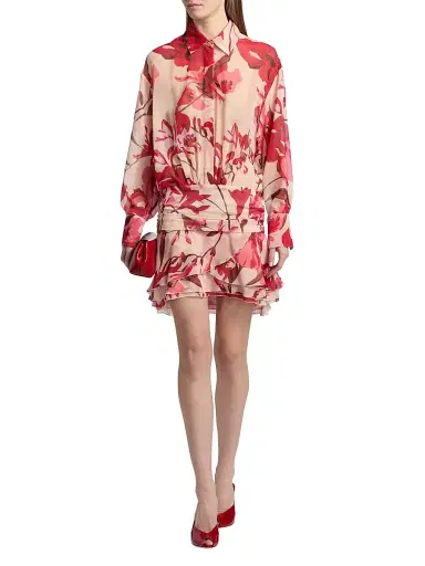 Chiara Boni La Petite Robe Women's Esdra Floral Georgette Mini-Shirtdress - Carole Rose - Size 8 | Thumbnail 2