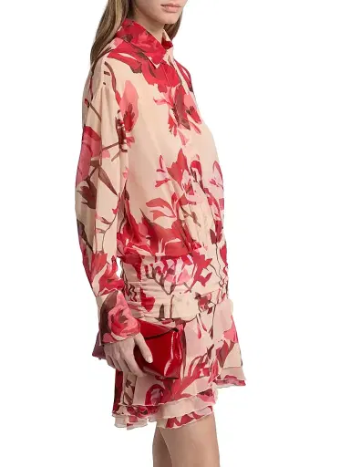 Chiara Boni La Petite Robe Women's Esdra Floral Georgette Mini-Shirtdress - Carole Rose - Size 8 | Thumbnail 4
