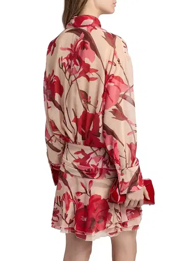 Chiara Boni La Petite Robe Women's Esdra Floral Georgette Mini-Shirtdress - Carole Rose - Size 8 | Thumbnail 5
