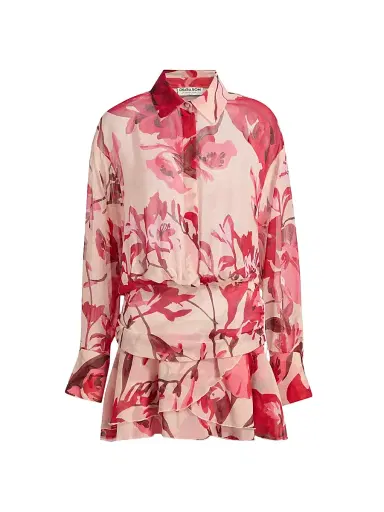 Chiara Boni La Petite Robe Women's Esdra Floral Georgette Mini-Shirtdress - Carole Rose - Size 8 | Thumbnail 1