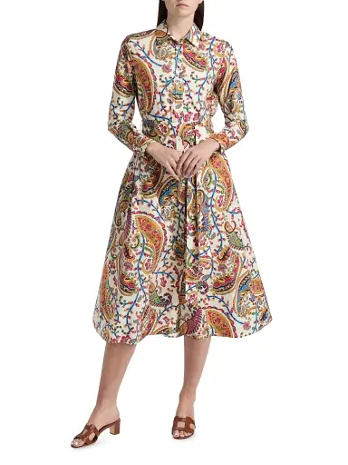 Etro Women's Paisley Print Cotton Shirtdress - Stampa Bianco | Thumbnail 2