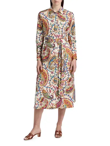 Etro Women's Paisley Print Cotton Shirtdress - Stampa Bianco | Thumbnail 3