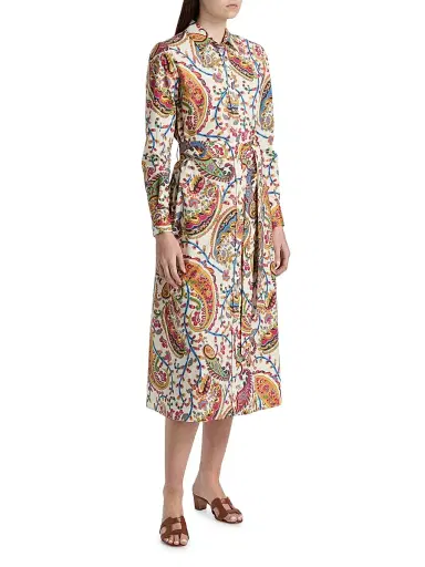 Etro Women's Paisley Print Cotton Shirtdress - Stampa Bianco | Thumbnail 4