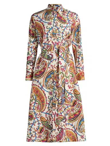 Etro Women's Paisley Print Cotton Shirtdress - Stampa Bianco | Thumbnail 1