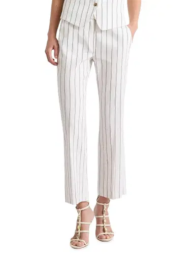 Marella Women's Flared Linen and Cotton Trousers - White | Thumbnail 2 Marella Women's Flared Linen and Cotton Trousers - White | Thumbnail 2