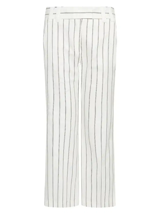 Women's Flared Linen and Cotton Trousers - White